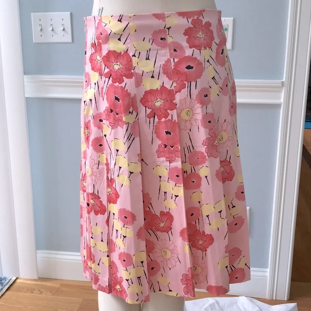 Floral Pleated Skirt Sz 4 Pink Midi